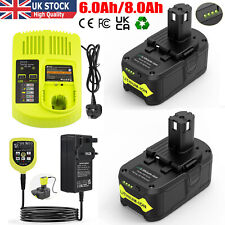 Charger/ Battery 6.0AH 8Ah For Ryobi 18V For One+ For Plus P108 Lithium RB18L50 