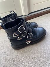 ZARA Girl’s Black Leather Biker Style Boots EU 36 UK 3