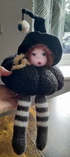 Black Pumpkin Witch Doll - Hand Crafted Unique Creation