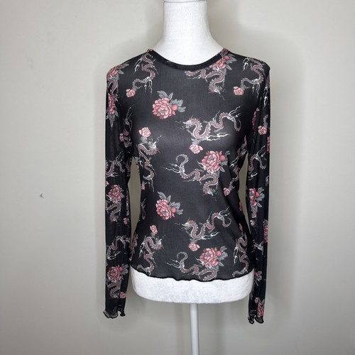 Y2k dragon floral mesh - floral, long