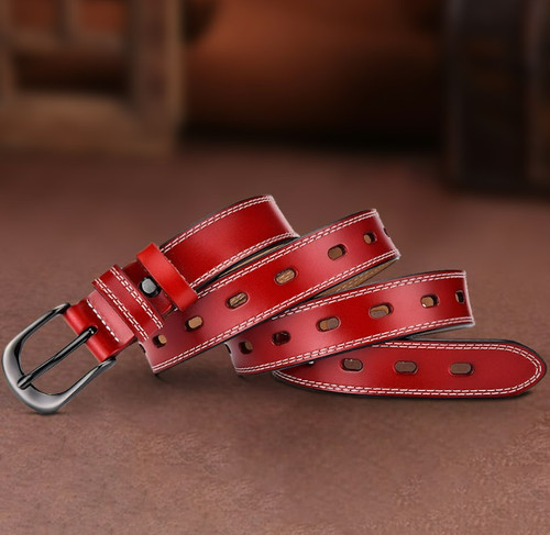 Real leather belt double - leather,