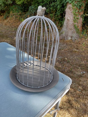 Decorative grey wire birdcage - wire,