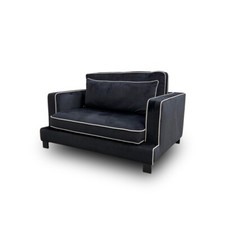DFS 'Demure' Cuddler Chair Black Velvet Loveseat Single Plush Snuggle Lounge NEW