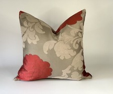 Red And Beige Floral Scatter Cushion Cover 16”x16”