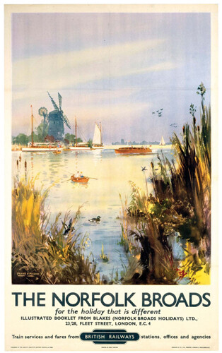 Vintage broads watercolour - broads, art