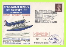 G.B. 1981 Schneider Trophy Anniversary, Supermarine S6B flown numbered cover