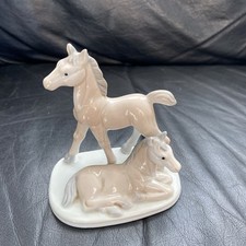 Vintage Otagiri Porcelain Mare & Foal Figurine. John Buck. Made In Japan Mounted