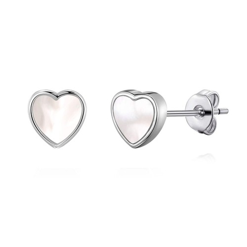 Mother pearl heart stud - heart,