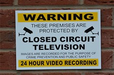 WARNING CCTV 24 HOUR RECORDING plastic or dibond sign or sticker 200x150mm 