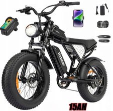Electric Bicycle 48V 15AH 20*4 inch Fat Tire Mountain E-Bike 7 Speed Bis 55KM UK