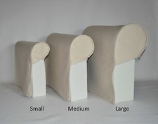 Cream Pair Faux Leather Queen Anne Style Antimacassar Chair Arm Cap Protectors