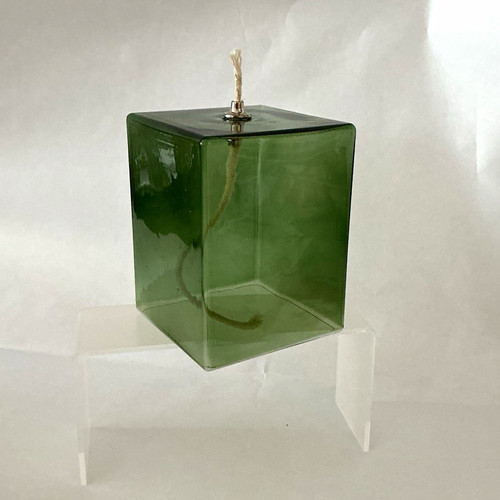 Green glass cube - green,