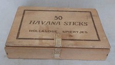 Vintage 50 Havana Sticks Hollandse Spiertjes Wooden Cigar Box
