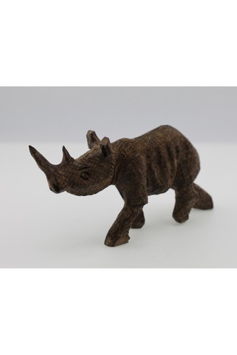 Hand carved wooden rhino - carved,