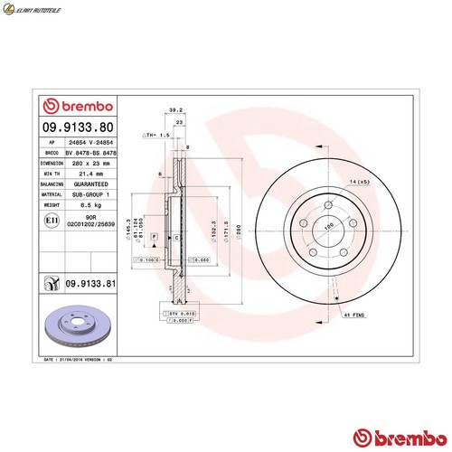 Brake disc 9133 81 - brake, 09.9133.81