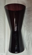 Mid Cent Kaj Franck style hourglass Amethyst Vase, c.1960s, 16 cm, polished base