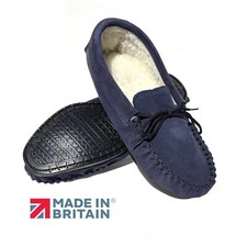 Mens Moccasin Slippers Navy