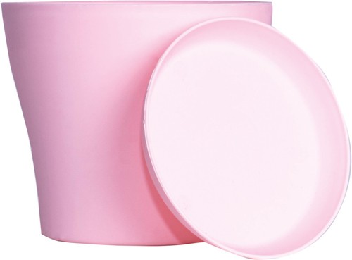 Pink plastic plant pot - plastic,