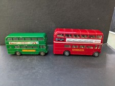 vintage Toy Bus Budgie  Die-Cast  AEC Route master bus and red London bus.