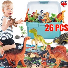 Large case of Dinosaurs Plastic Animals 26 pce Set T Rex Stegosaurus New Toys .