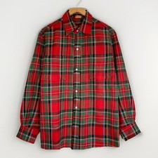 Vintage Tartan Shirt 1970s Red Plaid Colegial Brand L