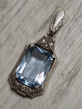 Vintage Silver Aquamarine Gemstone Pendant