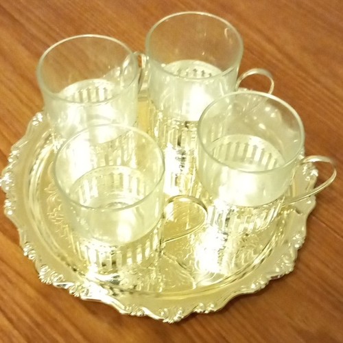 Tea glasses with - glasses, caddy