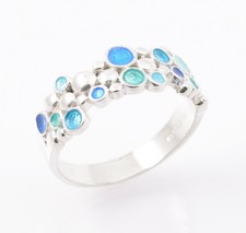 Malcolm Gray For Ortak Jewellery Drofn 925 Sterling Silver & Enamel Ring