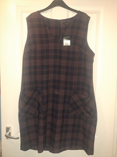 Navy blue checkered - checkered, pinafore