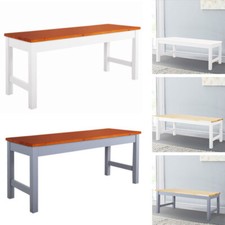  Solid Wooden Side Dining Bench White Natural Pine Kitchen Furniture Hallway