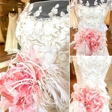 Wedding Bridal Bouquet Vintage Style Feather Pink, White Goose Ostrich Handmade