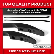 FITS MERCEDES VITO 14> W447 COMPACT BLACK ALUMINIUM ROOF BARS RAILS RACK VAN SET