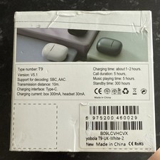 White yobola T9 Wireless Earbuds Bluetooth, Wireless Headphones HiFi Stereo IPX5