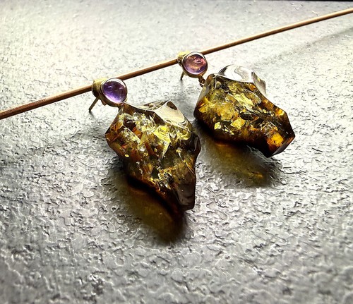 Honey baltic amber earrings - honey,