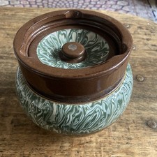 Antique Staffordshire Brown & Green Marble Effect Ceramic Lidded Tobacco Jar