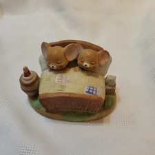 Ceramic Mice in bed sleeping    By Enesco