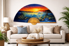 Hand painted tropical wall fan - painted,