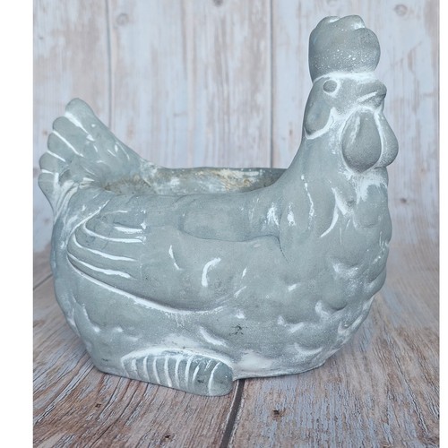 Vtg concrete chicken planter - vtg,