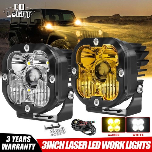 Pair laser led cube pods - 3'',