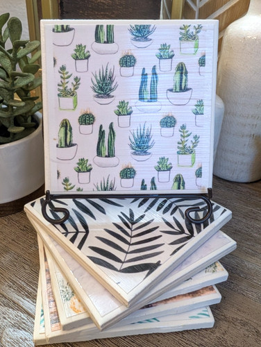 Set ceramic tile coasters - 6,