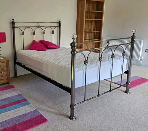 Black metal double bed - black, frame