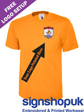 T-Shirt Printed Left Chest Personalised Custom FREE Logo Setup Workwear Clubs