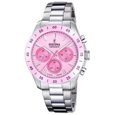 FESTINA F20693/2 Unisex Chronograph S/Steel Case & Bracelet Ceramic Bezel Watch