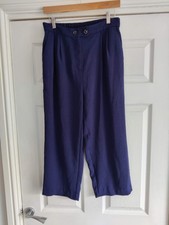 Peacocks Women ladies navy blue wide legged cropped trousers - size 12