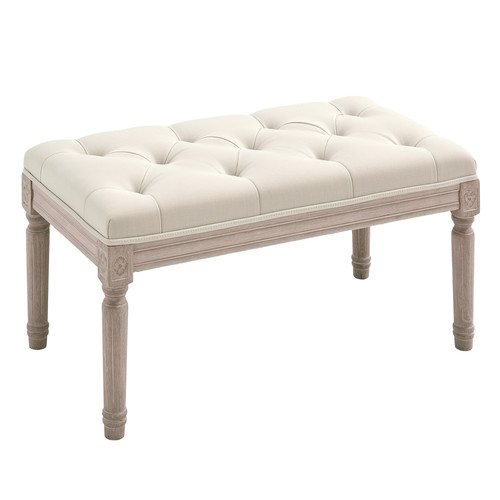 Homcom cream tufted foot stool - homcom,