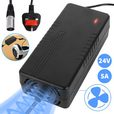 24V MOBILITY SCOOTER WHEELCHAIR BATTERY CHARGER 5A 3 PIN XLR HEAD UK STOCK
