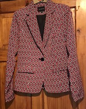 Truworths One Button Blazer Pink & Navy Geometric Print UK size 8 Up To 32” Bust