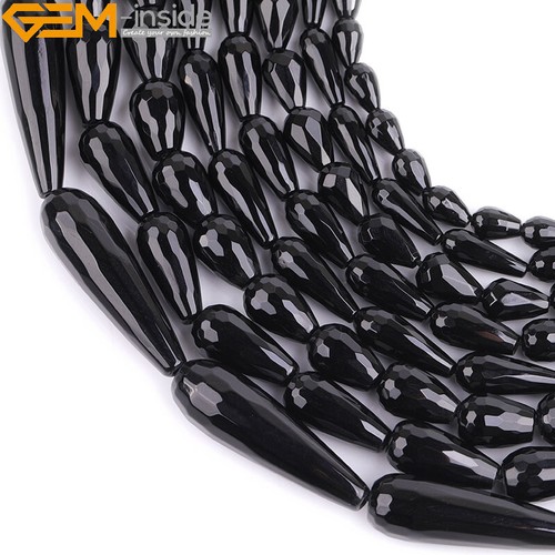Teardrop natural faceted black - teardrop,