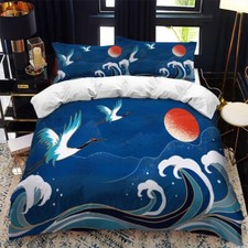 Japanese Ukiyoe Culture Style Duvet Cover Set 2/3 Pcs Bedding Set Pillowcase T1