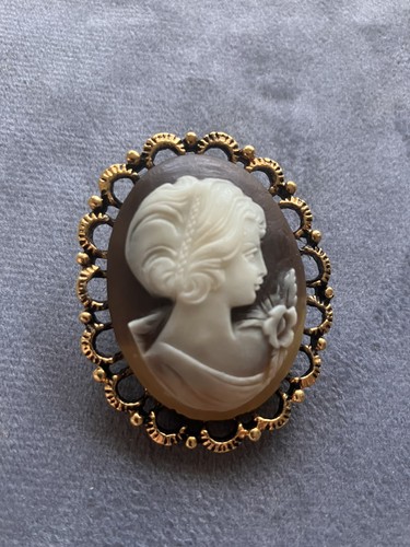 Vintage scarf ring clip cameo - ring,